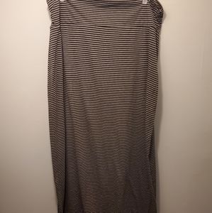 Faded Glory Black and Gray Striped Maxi Skirt XXL